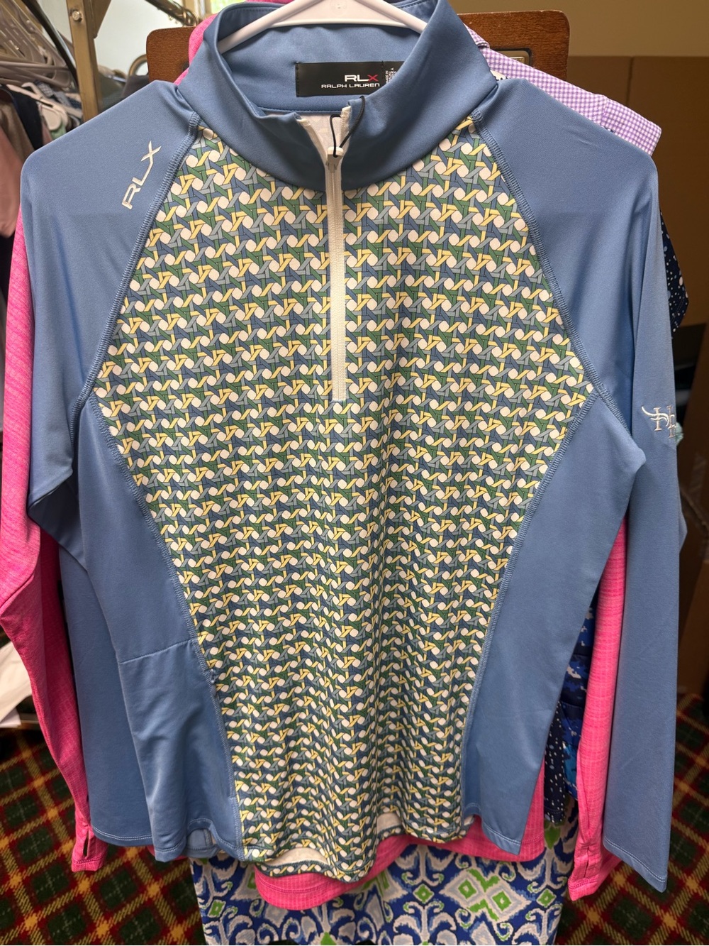 Ralph Lauren RLX Blue Geometric Half-Zip Pullover